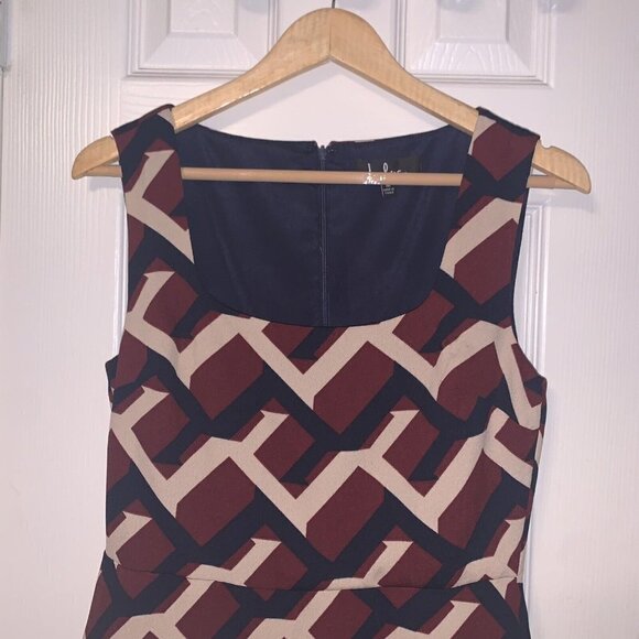 Lulus Dina Burgundy Square Neck Abstract Print Sleeveless Mini Dress Size Medium - Picture 3 of 9